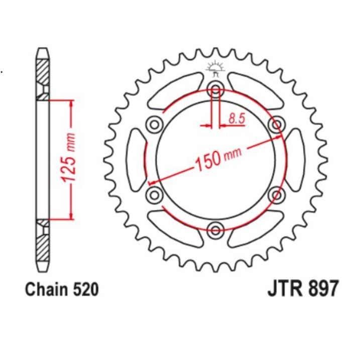 JT Sprocket Rear Steel JTR897 51T