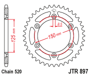 [JT-JTR897-41] JT Sprocket Rear JTR897 Steel 41T